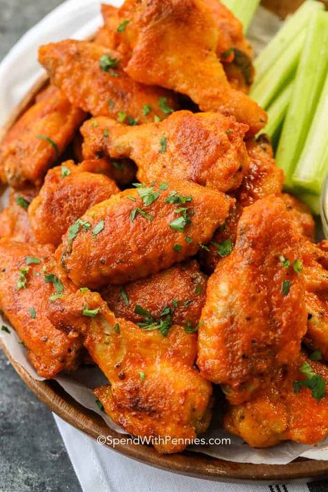 Buffalo Wings Recipe Baked, Tailgating Snacks, Rangoon Dip, Baked Buffalo Wings, Baked Buffalo Cauliflower, Hot Wing Recipe, Wings Recipes, Parmesan Wings, Crispy Cauliflower