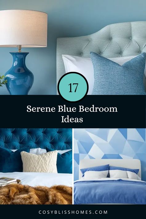 Looking to refresh your space? Discover 17 stunning blue bedroom ideas that create the perfect serene retreat. From cerulean blue lampshades to a plush teal velvet headboard and a calming navy accent wall, these ideas will inspire you! Whether you prefer a subtle touch of sky colors or a bold color statement, transforming your bedroom into an inviting oasis has never been easier. These stylish blue-themed rooms deliver ultimate relaxation while serving as an ideal backdrop for your dream sleep sanctuary. Get ready to unwind in playful yet peaceful vibes! Navy Accent Wall, Blue Bedroom Paint, Apartment Ideas Living Room, Navy Accent Walls, Blue Bedroom Ideas, Dream Sleep, Blue Accent Walls, Peaceful Vibes, Blue Lamp Shade