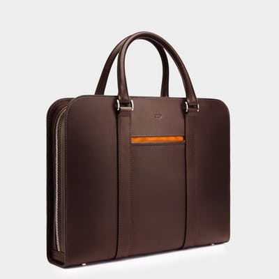 Palissy Briefcase Chocolate / orange Slim leather briefcase Modern Briefcase, Laptop Bag Men, Leather Wallet Pattern, Leather Briefcase Men, Intelligent Design, Briefcase For Men, Personal Portfolio, Mens Leather Bracelet, Mens Leather Bag