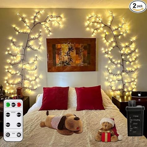 Amazon.com: GOESWELL 2 Pack Enchanted Willow Vine Lights with Remote, 144 LEDs Flexible DIY Vines with Lights, 7.5FT Willow Lights for Bedroom Walls Living Room (Brown + Remote Control) : Home & Kitchen Plants For Living Room Decor, Vines With Lights, Diy Vines, Trippy Bedroom, Cottage Core Room Decor, Plants For Living Room, Vine Lights, Cottage Core Room, Halloween Christmas Decorations