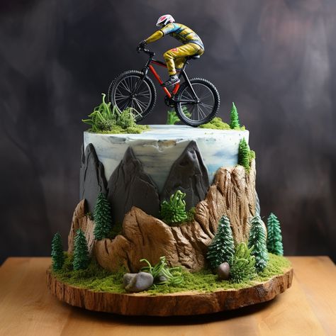 Mountain Biking Cake Ideas, Mountain Biking Birthday Cake, Mountain Bike Birthday Cake, Mountain Biking Cake, Cycling Cake For Men, Mountain Bike Cake Ideas, Bike Theme Cake, Mountain Bike Cake, Cycling Cake