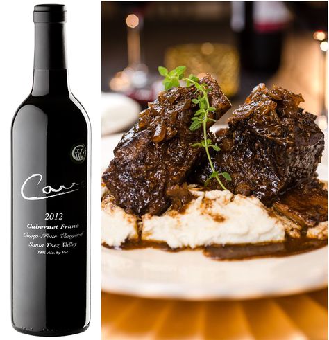 Our 2012 Carr Cabernet Franc has very earthy flavors which are enhanced by subtle chocolate notes.  Paired with this great dish the spices and chocolate notes in both are elevated to a whole new level of enjoyment. Short Ribs Slow Cooker, Short Ribs Recipe, Braised Short Ribs, Braised Beef, Beef Ribs, Short Ribs, Fall Recipes, Slow Cooker Recipes, Gourmet Recipes