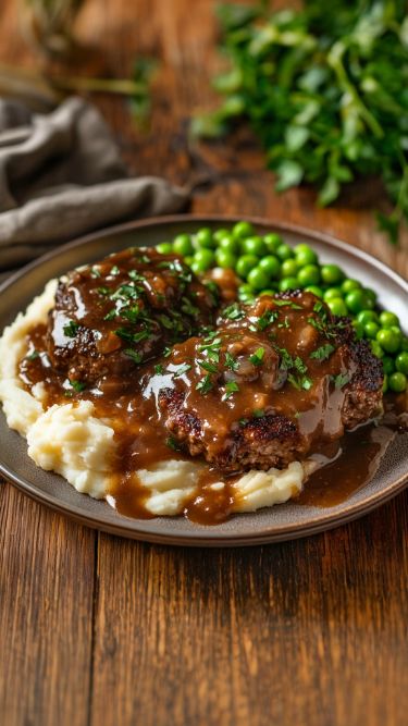 Salisbury Steak Recipe Salisbury Steak Dinner, Salabiry Steak Recipe, Classic American Dinner Recipes, East Coast Recipes, Salisbury Steak Gravy Recipe, Salberry Steak, Salsberry Steak Recipe Easy Oven, Salbery Steak Recipe Easy, Salsbury Steaks