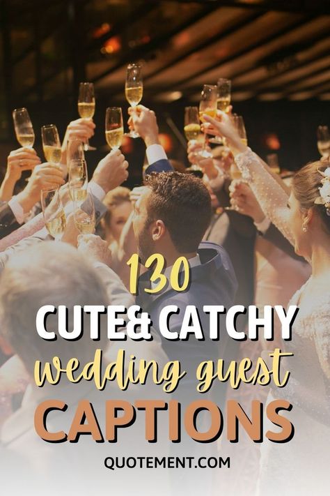 If you’re attending a wedding soon, these cute and catchy wedding guest captions will help to make the cutest Instagram post ever. Wedding Congratulations Captions For Instagram, Wedding Date Captions Instagram Funny, Funny Wedding Quotes For Guests, Rehearsal Dinner Captions, Attending Wedding Captions, Bff Wedding Captions For Instagram, Wedding Fun Quotes, Wedding Szn Captions, Brothers Wedding Captions