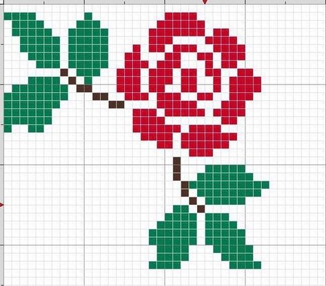 Rose Pixel Art, Ideas Embroidery, Wedding Cross Stitch, New Embroidery, Pixel Crochet, Tapestry Crochet Patterns, Pola Kristik, Flowers Embroidery, Cross Stitch Patterns Flowers