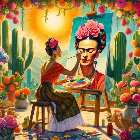 Mexican Heritage Art, Anime Canvas Painting, Frida Kahlo Paintings, Kahlo Paintings, Mexican Culture Art, Frida Art, Frida Kahlo Art, Romance Art, Pop Art Portraits