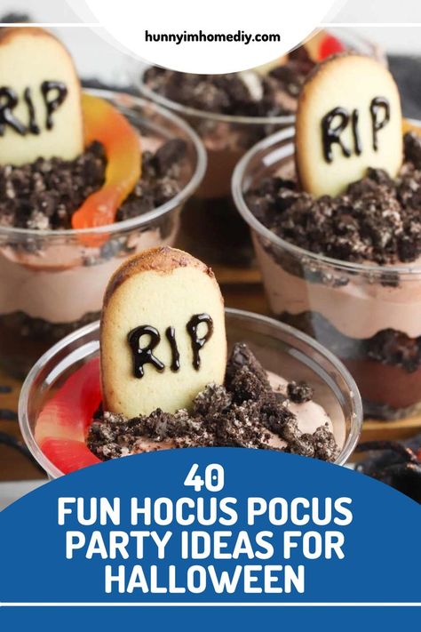 Halloween Treats Hocus Pocus, Hocus Pocus Dessert, Hocus Locus Deserts, Hocus Pocus 2 Watch Party, Hocus Pocus Milkshake, Hocus Pocus Dinner And Movie, Hocus Pocus Party Ideas, Spirit Halloween Animatronics, Hocus Pocus Party Decoration