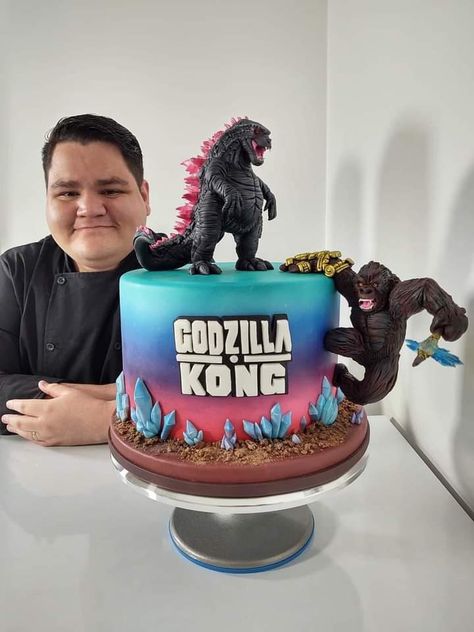 King Kong Vs Godzilla Birthday Cake, Godzilla And King Kong Birthday Party, Godzilla King Kong Cake, Godzilla Birthday Cake Ideas, Godzilla X Kong Birthday Party, Godzilla Vs Kong Party Ideas, Godzilla Kong Birthday Party, Godzilla King Kong Birthday Party, Godzilla Vs Kong Birthday Party