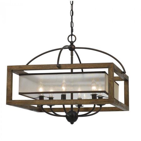 Cal Lighting Square FX-3536/6 Chandelier Square Chandelier, Rectangle Chandelier, Candle Style Chandelier, Pendant Fixture, Candle Chandelier, Drum Chandelier, Chandelier Shades, Black Chandelier, Wood Accents