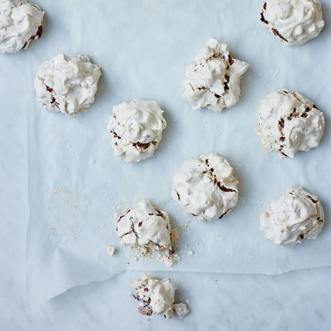 These chunky meringue cookies get baked for just 5 minutes, then sit in the oven overnight to develop a fantastic crunchy-chewy texture. Get the recipe at Food & Wine. Cherry Meringue, Forgotten Cookies Recipe, Forgotten Cookies, Christmas Dessert Ideas, Special Cookies, Meringue Recipe, Cookie Table, Baked Alaska, Famous Recipe