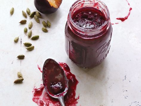 cardamom-plum-jam Mulberry Jam, Plum Chutney, Plum Jam Recipes, Plum Juice, Balkan Food, Enamel Dutch Oven, Plum Jam, Jam And Jelly, Serious Eats