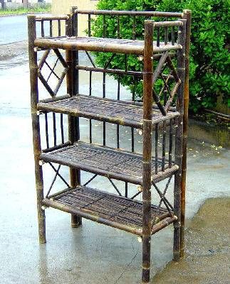 Black Bamboo Shelves Tier Display Stand, Bamboo Shelves, Bamboo Furniture Diy, Bamboo Furniture Design, Bamboo Diy, Bamboo Sofa, Bamboo Shoe Rack, Bamboo House Design, Furniture Dolly