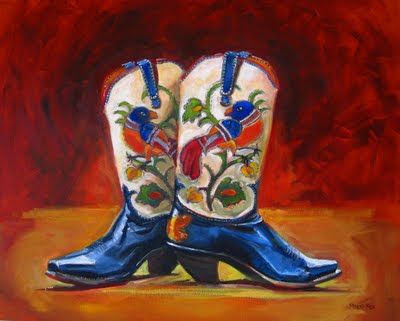 acrylic paintings of cowboy boots | Cowboy Boots Painting: 24 x 30 oil painting, vintage cowboy boots ... Spanish Artwork, Cowboy Embroidery, Fox Painting, Daily Painters, Vintage Cowboy Boots, Rock Painting Ideas Easy, Vintage Cowgirl, Vintage Cowboy, Painting Vintage