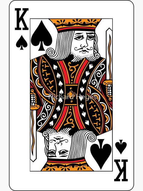 "King of Spades" Sticker for Sale by Richard Heyes | Redbubble King Of Spades Card, Playing Card Crafts, Court Cards, King Card, King Of Spades, Graffiti Tattoo, Card Tricks, Card Crafts, Arabic Books