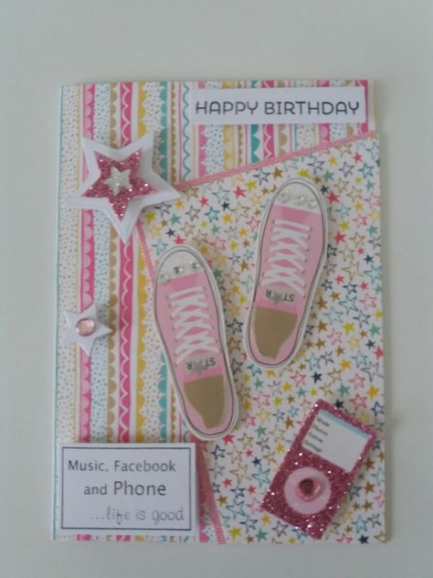 Teenage girl birthday card. Handmade with First Edition Pick n mix papers. Toppers from Hobbycraft and stamp from Stampingallday. Cards For Teenage Girls Handmade, Teenage Girl Birthday Cards Handmade, 13th Birthday Cards For Girls Diy, Girls Birthday Cards Handmade, Teenage Cards, Birthday Teen, Princess Card, Stampin Up Birthday Cards