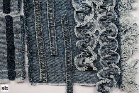 Math Board Games, Kind Of Blue, Fabric Embellishment, Denim Inspiration, Denim Projects, Textiles Techniques, Upcycle Jeans, Creative Learning, Upcycled Denim