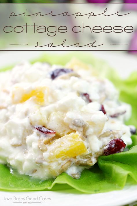 This Pineapple Cottage Cheese Salad is a healthy breakfast, lunch or snack idea! Easy and delicious! AD #purefreshShamrock Pineapple Cottage Cheese, Pbfit Recipes, Pineapple Tidbits, Cheese Salad Recipes, Cottage Cheese Recipes Healthy, Cottage Cheese Desserts, Cottage Cheese Salad, Pineapple Salad, Cottage Cheese Recipes