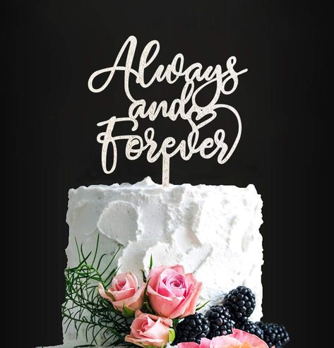 PRICES MAY VARY. Size: 5.43" X6.69" X 0.1" .This "Always and Forever" cake topper is made of acrylic. Perfect for engagement, wedding, anniversary, bridal shower.It's also suitable for idyllic weddings and country weddings. Unique and creative idea to be sent as a wedding, anniversary gift. Also use as a photo booth prop. After the party, you can keep this unique cake topper forever as a souvenir, It is reusable. If you find the cake topper damaged after purchase, you can apply for a full refund Always Wedding Cake, Simple Wedding Cake Toppers, Always And Forever Wedding, Glitter Wedding Cake, Country Wedding Favors, Boho Wedding Favours, Vintage Wedding Favors, Silver Wedding Cake, Bride And Groom Cake Toppers