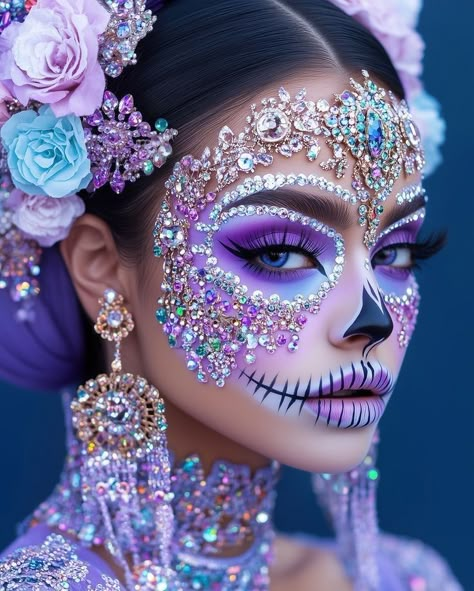 Titanic Costume, Mardi Gras Makeup, Halloween Makeup Sugar Skull, Carnaval Outfit, Sugar Skull Artwork, Mascaras Halloween, Makeup Face Charts, Amazing Halloween Makeup, Adult Halloween Party