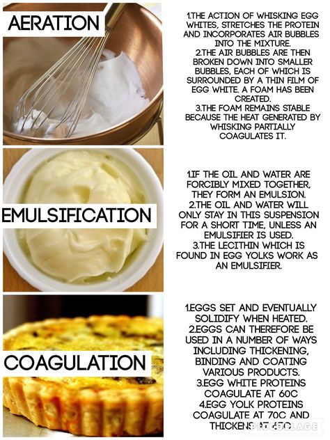 Aeration, Emulsification & Coagulation | Egg Function Gcse Food Tech, Culinary Basics, Food Lessons, Culinary Lessons, Food Chemistry, Culinary Classes, Culinary Cooking, Culinary Techniques, Food Tech