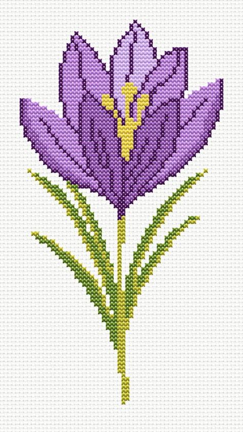 Flower Cross Stitch Pattern, Cross Stitch Necklace, Saffron Flower, Rose Cross Stitch Pattern, Flower Cross Stitch, Easy Cross Stitch, Cross Stitch Geometric, Cross Stitch House, Flower Cross