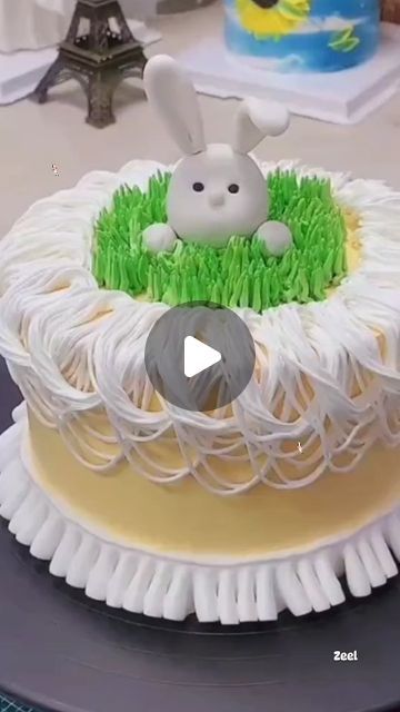 Grass Cake, Whipped Cream Cake, Whipped Cream Cakes, Easter Bunny Cake, Bunny Cake, Dress Idea, Cake Lover, March 1, Cream Cake