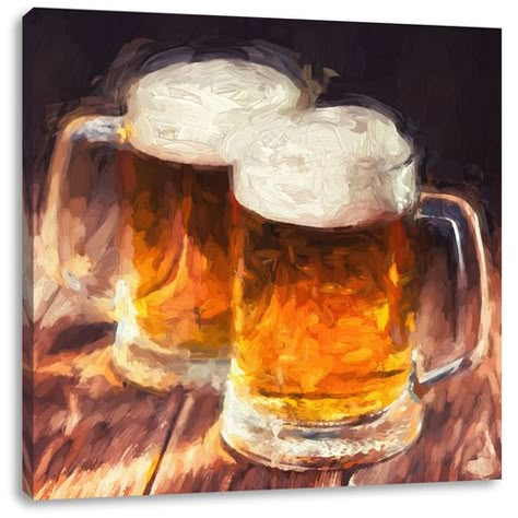 Beer Painting Canvas, Beer Pic, Beer Drawing, Beer Painting, Acrylic Painting For Beginners, Bar Art, Canvas Picture, Lake Wall Art, Animated Drawings