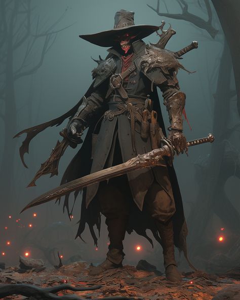 Vampire Assassin, Witch Hunter, Demon Hunter Character Design, Dnd Vampire Hunter, Witch Hunter Art, Vampire Hunter Concept Art, Steampunk Character Design, Black Zombie, Steampunk Character