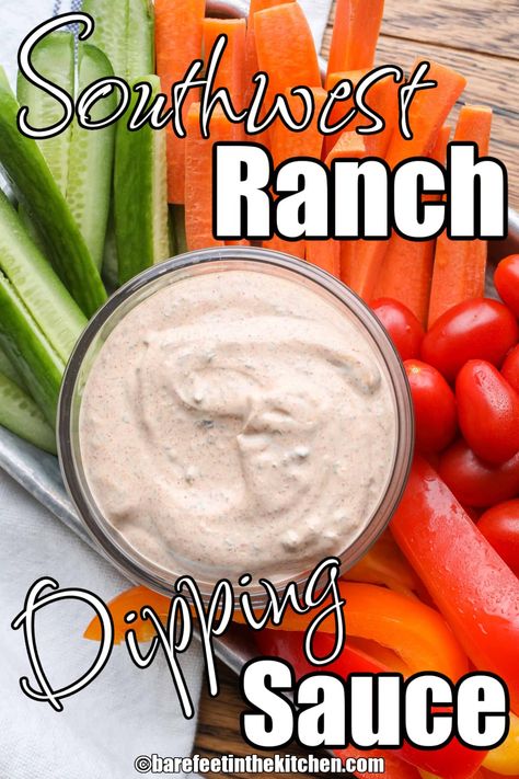 Southwest Ranch Dipping Sauce Egg Rolls Dipping Sauce, Ranch Veggie Dip Recipe, Southwest Dip Recipe, Southwest Ranch Dressing Recipe, Southwest Sauce, Veggie Dip Recipe, Southwest Ranch, Southwest Egg Rolls, Ranch Dip Recipe