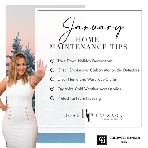 January Realtor Posts, January Real Estate Posts, January Real Estate Marketing Ideas, New Years Real Estate Marketing, January Home Maintenance, New Year Real Estate, Realtor Posts, Monthly Reminders, New Year New Goals