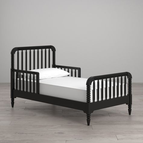 Little Seeds Rowan Valley Linden Toddler Bed Toddler Boy Room Bed, Black Bed Girls Room, Cool Toddler Boy Room, Toddler Boys Bed, Black And White Boy Nursery, Black Toddler Bed, Toddler And Baby Shared Room, Bed Side Rails, Toddler Bed Frame