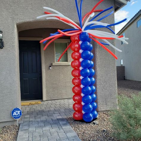 Red White and Blue Patriotic balloon decor/balloon column Fourth Of July Balloon Column, 3 Color Balloon Column, 4 Color Balloon Column, Spiral Balloon Column, Clown Balloon Column, Balloon Columns, Luxury Event, Event Styling, Las Vegas