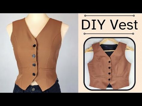 DIY women vest sewing tutorial - YouTube Diy Vest Pattern, Vest Pattern Sewing, How To Makw, Diy Vest, Vest Sewing, Vest Sewing Pattern, Western Vest, Upcycle Ideas, Women Vest