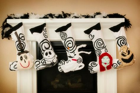 Nightmare Before Christmas Stockings Jack Skellington Navidad, Nightmare Before Christmas Stocking, Christmas Stocking Diy, Diy Nightmare Before Christmas, Stocking Diy, Nightmare Before Christmas Tree, Nightmare Before Christmas Ornaments, Nightmare Before Christmas Decorations, Diy Christmas Lights