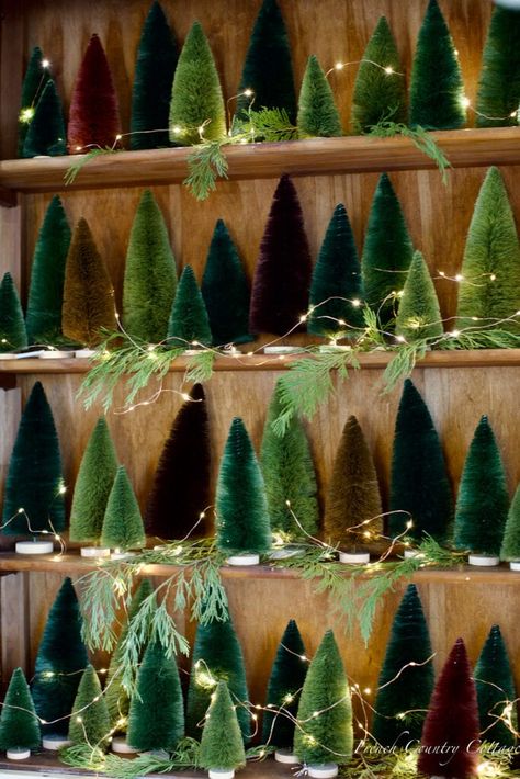 Forest Display, French Country Cottage Christmas, Bottle Brush Christmas Trees, French Christmas, Bottle Brush Tree, Brush Tree, Dollar Tree Christmas, Cottage Christmas, Diy Christmas Decorations Easy