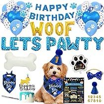 Puppy Dog Pals Birthday Party, Puppy Dog Pals, Glitter Banner, Dog Birthday Party, Party Places, Dog Hat, Blue Balloons, Blue Color Schemes, Dog Birthday