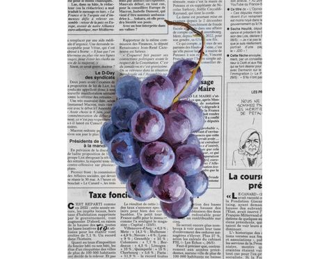 Painting Of Wine, Grapes Still Life, Painting Grapes, Grapes Painting, Grape Drawing, Newspaper Painting, Grape Painting, Watercolour Ideas, Art Alevel