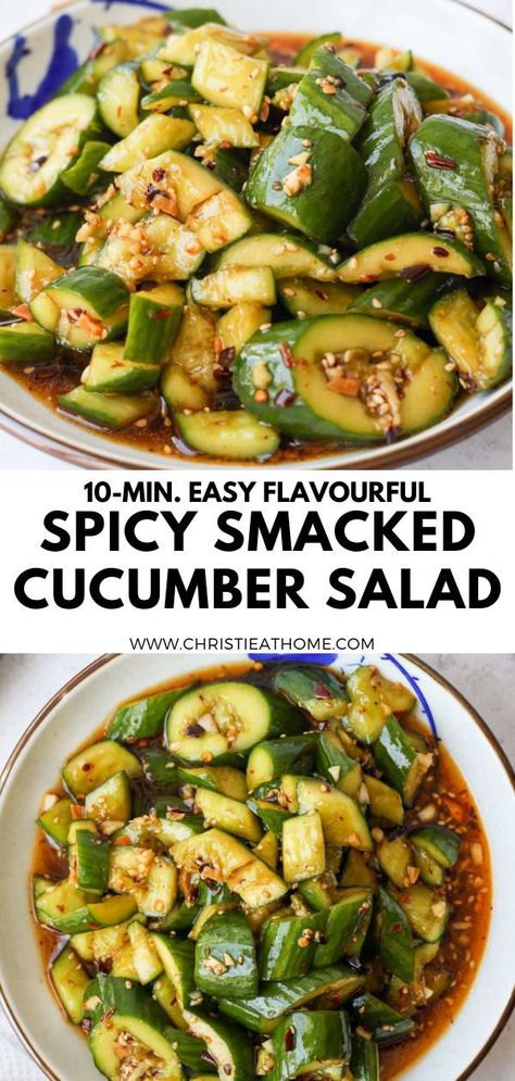 Easy Asian Cucumber Salad, Spicy Cucumber Salad, Sommer Mad, Asian Cucumber Salad, Salad Pasta, Easy Asian, Health Dinner Recipes, Think Food, Asian Cooking