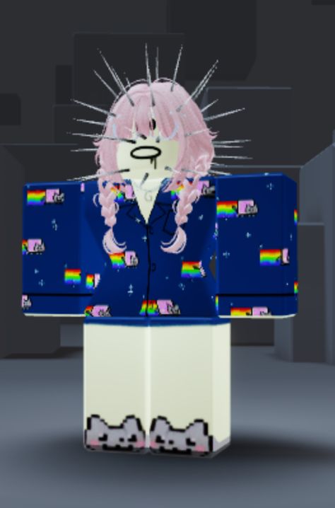 r6, r6 roblox, roblox, cute, kawaii, nyan cat, outfit idea. Nyan Cat Outfit, Nyan Cat Roblox Avatar, Cat Outfit, Nyan Cat, Cat Items, Roblox Fits, Roblox Avatars, Roblox Avatar, Roblox Codes