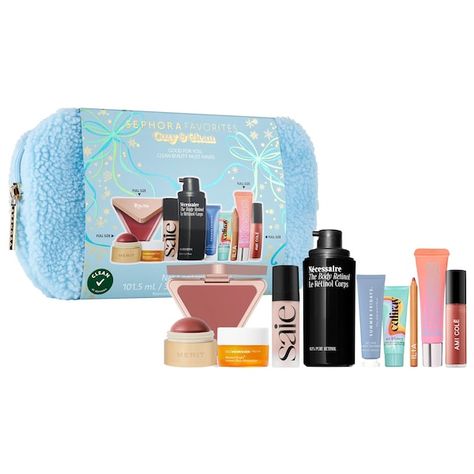 Cozy and Clean Makeup and Skincare Set - Sephora Favorites | Sephora Body Retinol, Sephora Gift Sets, Lip Booster, Sephora Holiday, Holiday Cleaning, Sephora Favorites, Sephora Skin Care, Wishlist 2024, Pink Door