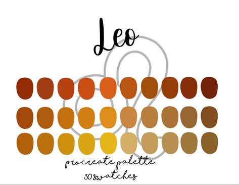 Leo Color Palette, Procreate Palettes, Zodiac Signs Colors, Create Color Palette, Color Mixing Chart, Cool Color Palette, Hex Color Palette, Color Palette Challenge, Color Schemes Colour Palettes