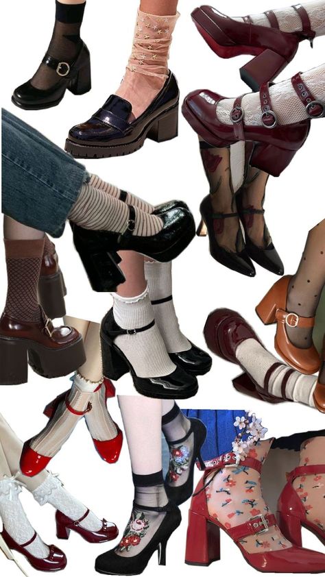 Shoes Socks, Girly Shoes, Jane Shoes, Mary Jane Shoes, Sock Shoes, Mary Janes, Ballet Shoes, Winter Outfits, Casual Outfits