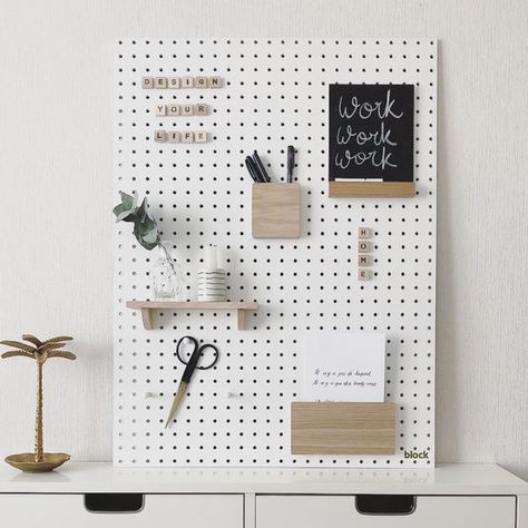 Pegboard Ikea, Pegboard Craft Room, White Pegboard, Pegboard Kitchen, Wooden Pegboard, Pegboard Display, Pegboard Storage, Pegboard Organization, Office Organization At Work