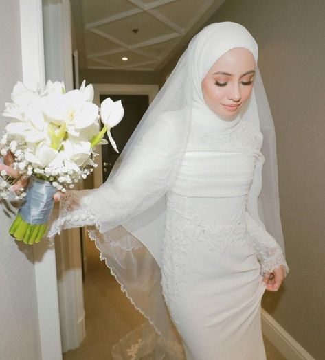 Hijab With Veil Wedding Dresses, Veil Wedding Hijab, Veil Nikah, Wedding Dress Hijab, Muslim Wedding Gown, Detachable Wedding Dress, Nikah Outfit, Minimal Wedding Dress, Muslimah Wedding Dress