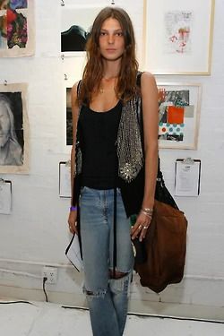 Daria Werbowy Style, Daria Werbowy, Outfit Vintage, Models Off Duty, Style Crush, Music Fashion, Casual Denim, Rock Style, Style Icons