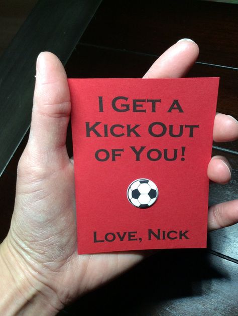 "The Soccer Valentine's Day cards are flat and made of 65 lb cardstock and the soccer balls are puffy stickers that are raised off the page. Message: I Get a Kick Out of You! Love, (Please message me the name you would like signed at the bottom of these! Also, if you'd like the message modified in any way, please message me). Card Size: 3 inches wide x 4 inches high. Cardstock Color: Red. If you'd like a different color cardstock, just message me **These ship via USPS with a tracking number. Exp Diy Soccer Valentines Cards, Soccer Valentines Cards, Soccer Valentines, Bride Cupcakes, Bachelorette Party Funny, Funny Pick, Funny Valentines Cards, Soccer Cards, Puffy Stickers