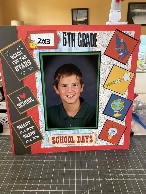 Back To School Layouts Scrapbook Pages, First Day Of School Scrapbook Layouts, 2023 Scrapbook, Picture Scrapbook, School Layout, Scrapbooks Ideas, School Layouts, Scrapbook School, School Scrapbook Layouts