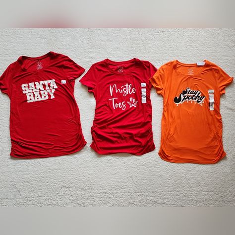 Everything Is New, With Tag Never Used. - Halloween Stay Spooky T-Shirt, - Christmas Mistle Toes T-Shirt, - Christmas Santa Baby T-Shirt. Fast Shipping From A Clean, Smoke And Pet Free House Stay Spooky, Maternity Tees, Womens Maternity, Santa Baby, Baby T Shirt, Home Free, Christmas Santa, Baby Tshirts, Halloween Christmas