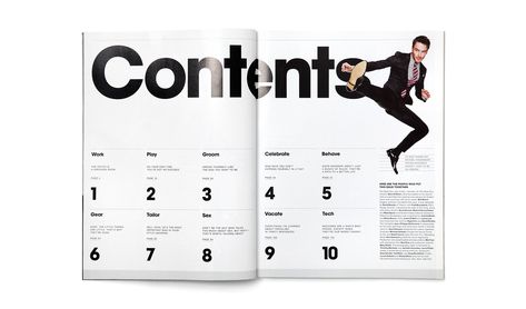 GQ Style Guy — TRIBORO Contents Page Design, Editorial Typography, Table Of Contents Design, Fashion Editorial Layout, 잡지 레이아웃, Contents Layout, Ppt Design, Magazine Layout Design, Film Music