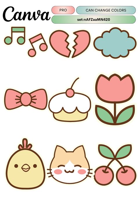 Cute Stickers Drawing Ideas, Simple Stickers Aesthetic, Cute Sticker Ideas To Draw Easy Simple, Sticker Drawing Ideas Easy Simple, Cute Stickers Ideas For Journal, Kawaii Doodles Cute Sticker, Cute Stickers Printable Kawaii Stamps, Cute Printable Stickers, Bullet Journal Birthday Tracker